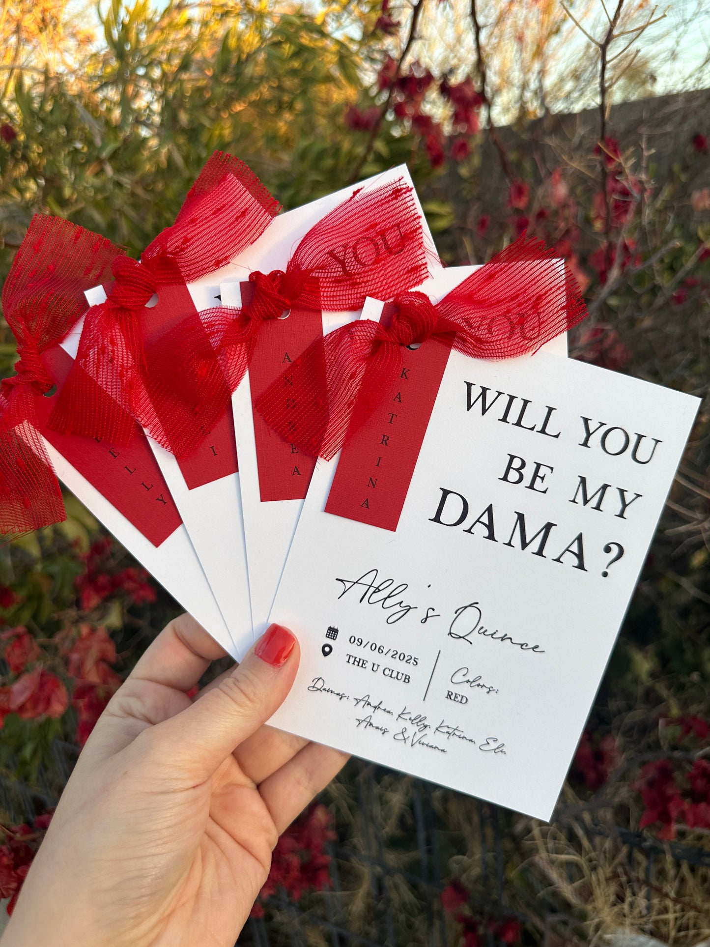 Will you be my dama? Dama Proposal Card with Tag