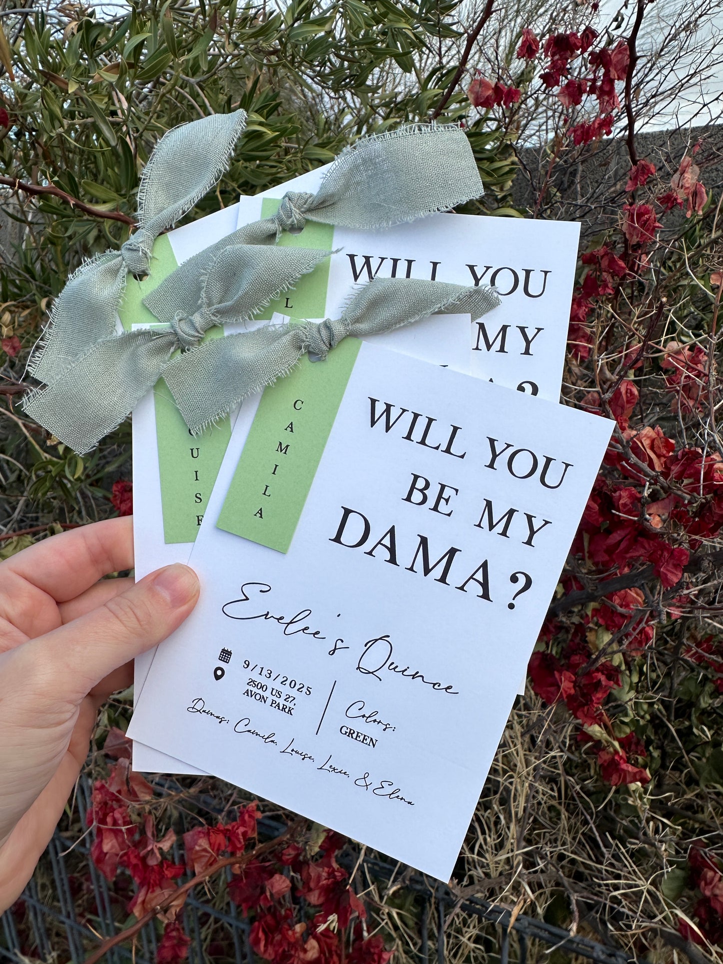 Will you be my dama? Dama Proposal Card with Tag