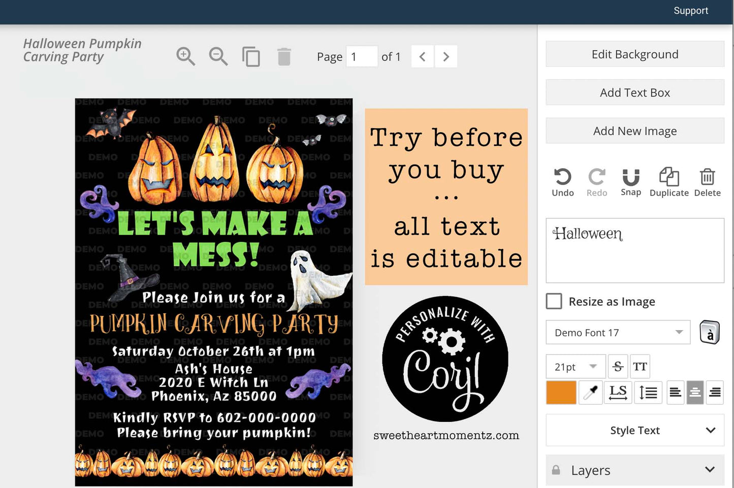 Halloween Pumpkin Carving Party Invitation