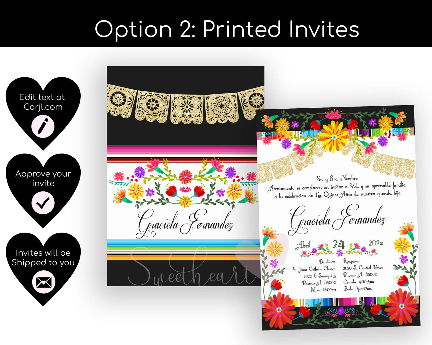 White Mexican Fiesta Quinceanera Invitation