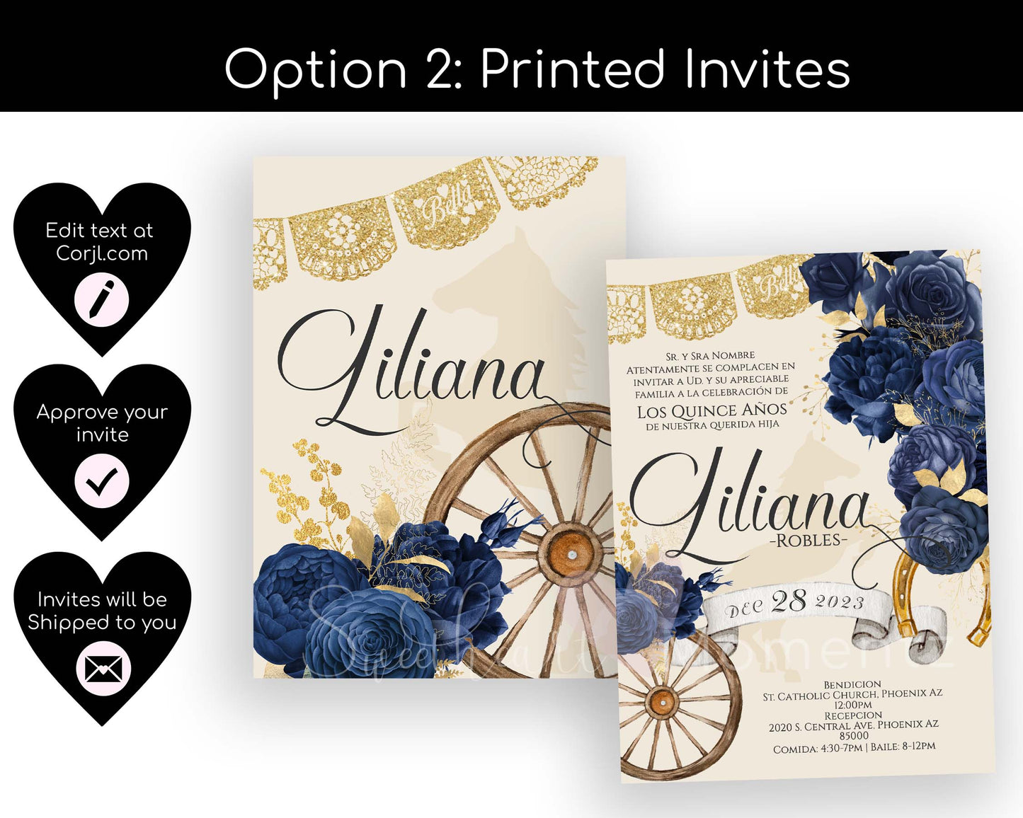 Blue Charro Quinceanera Invitation Style: Liliana