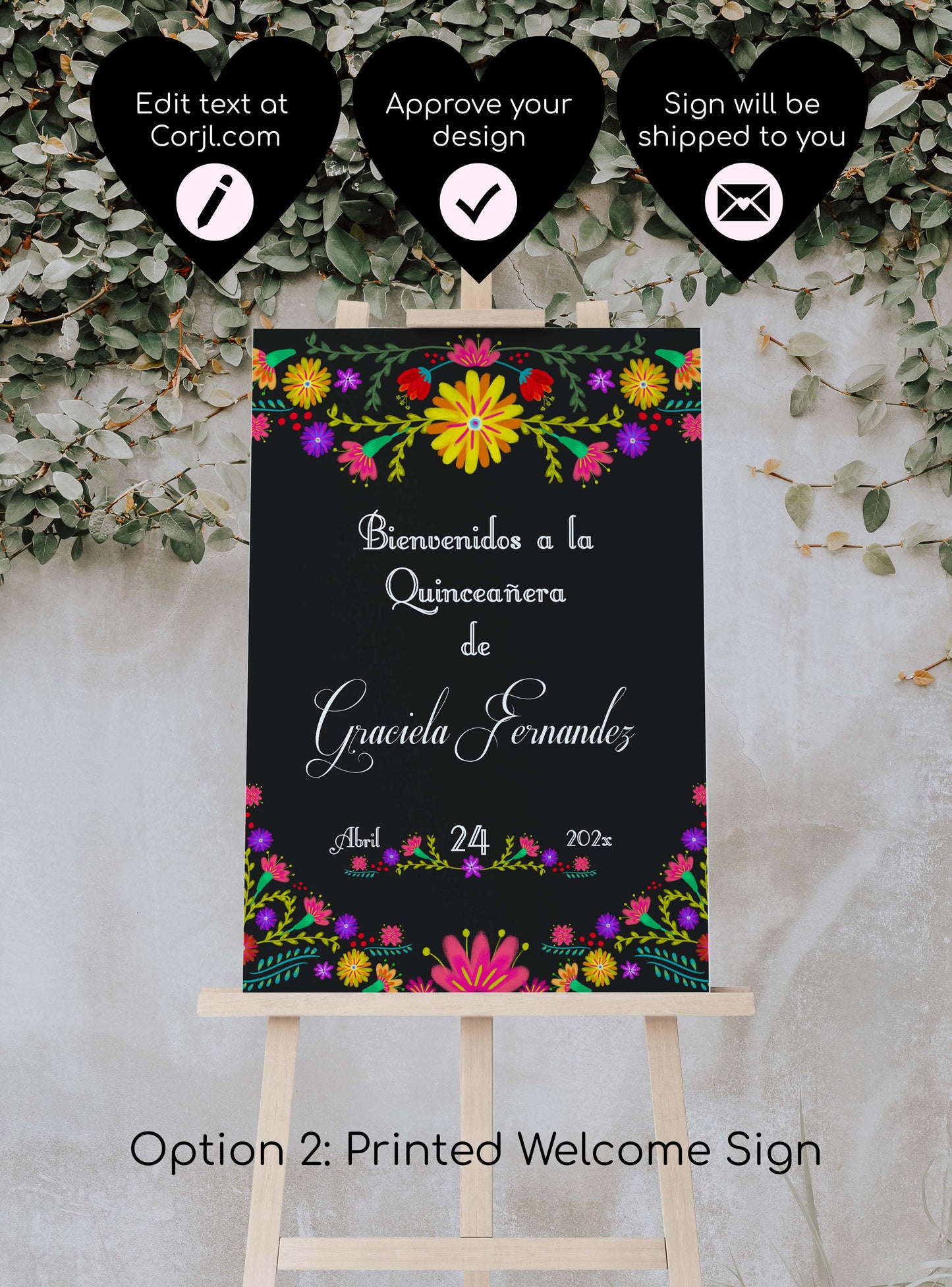 Black Mexican Fiesta Welcome Sign