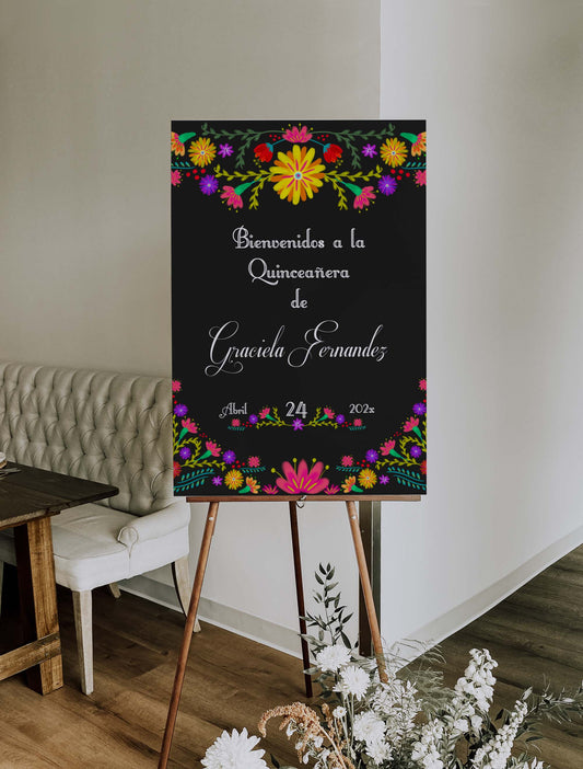 Black Mexican Fiesta Welcome Sign