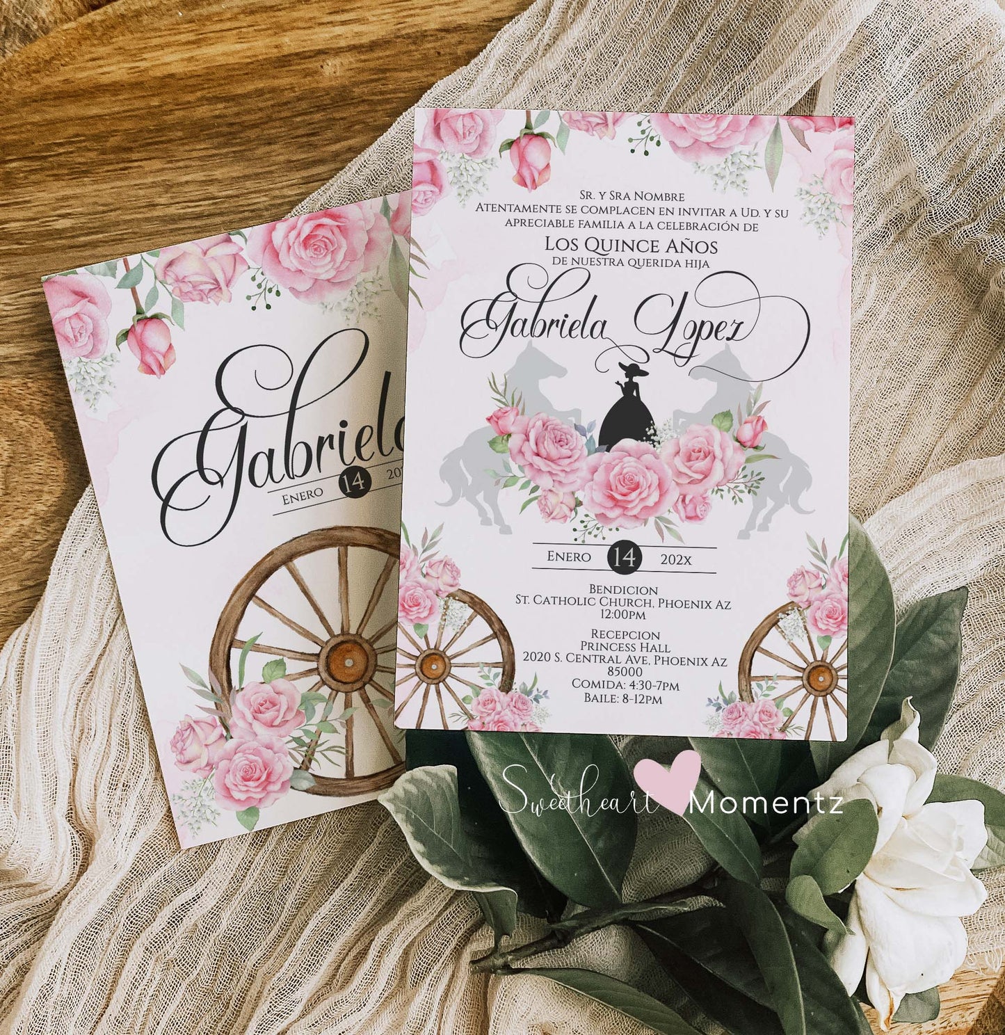 Pink Charro Quinceanera Invitation Style: Gabriela