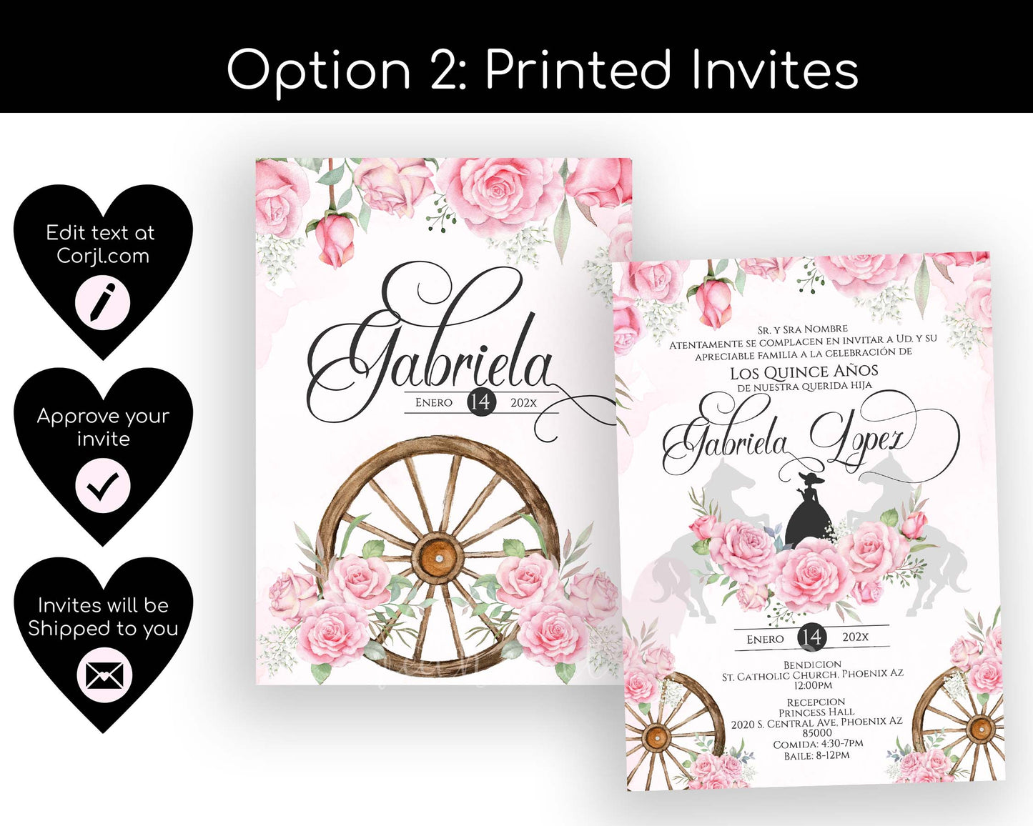 Pink Charro Quinceanera Invitation Style: Gabriela