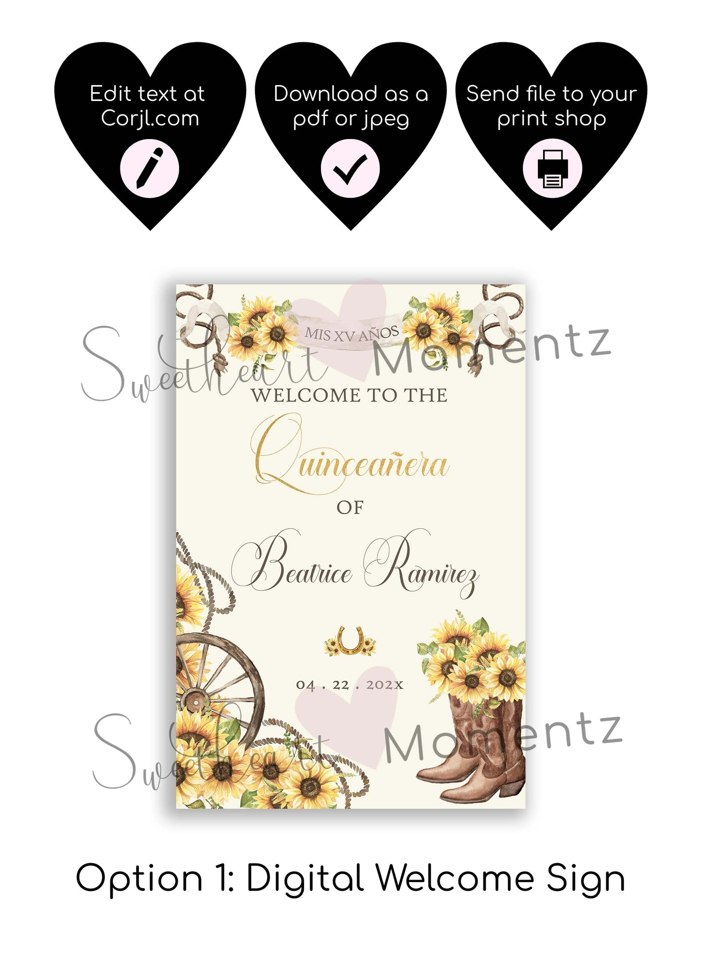 Sunflower Charro Welcome Sign Style: Beatrice