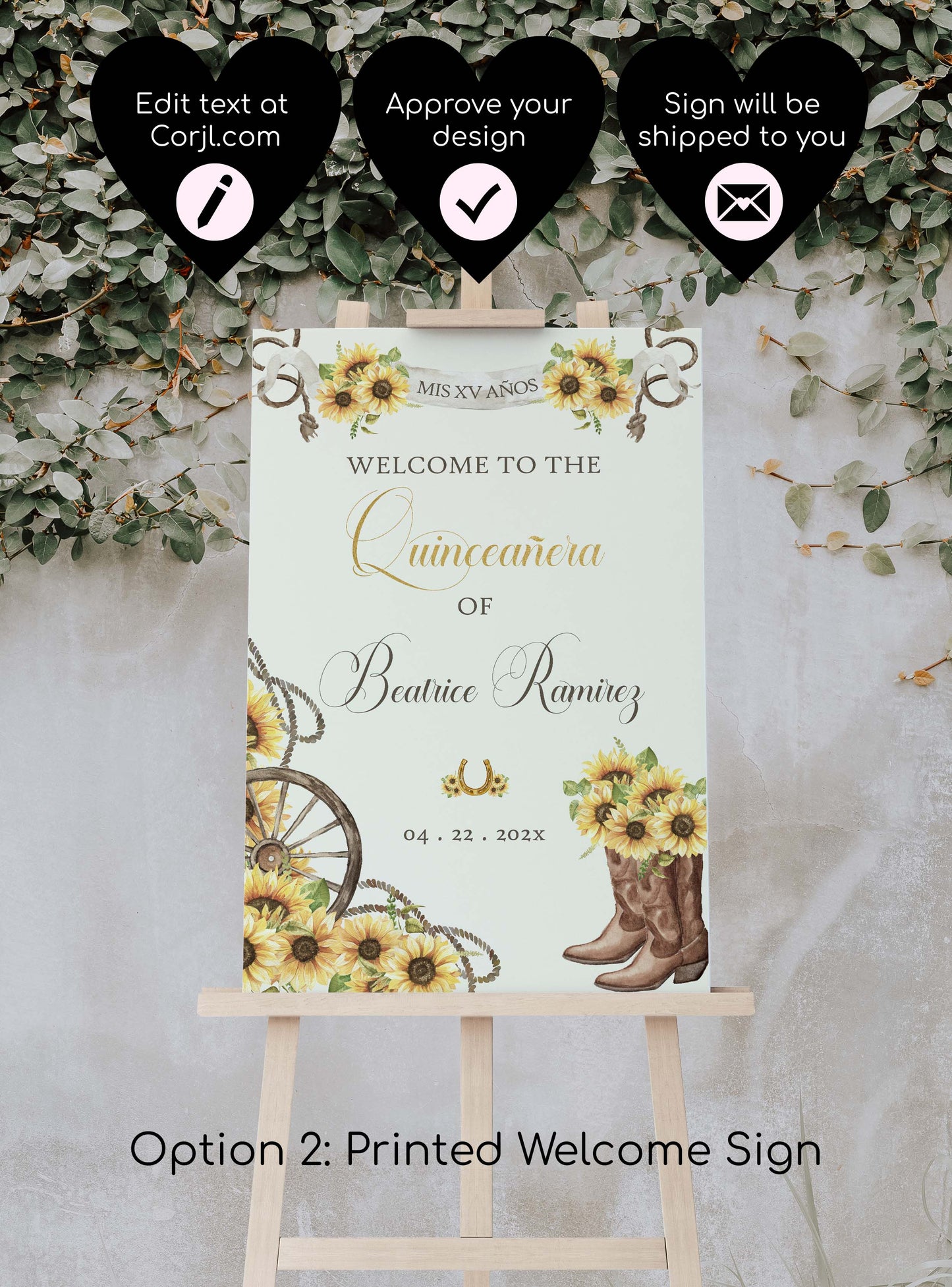 Sunflower Charro Welcome Sign Style: Beatrice