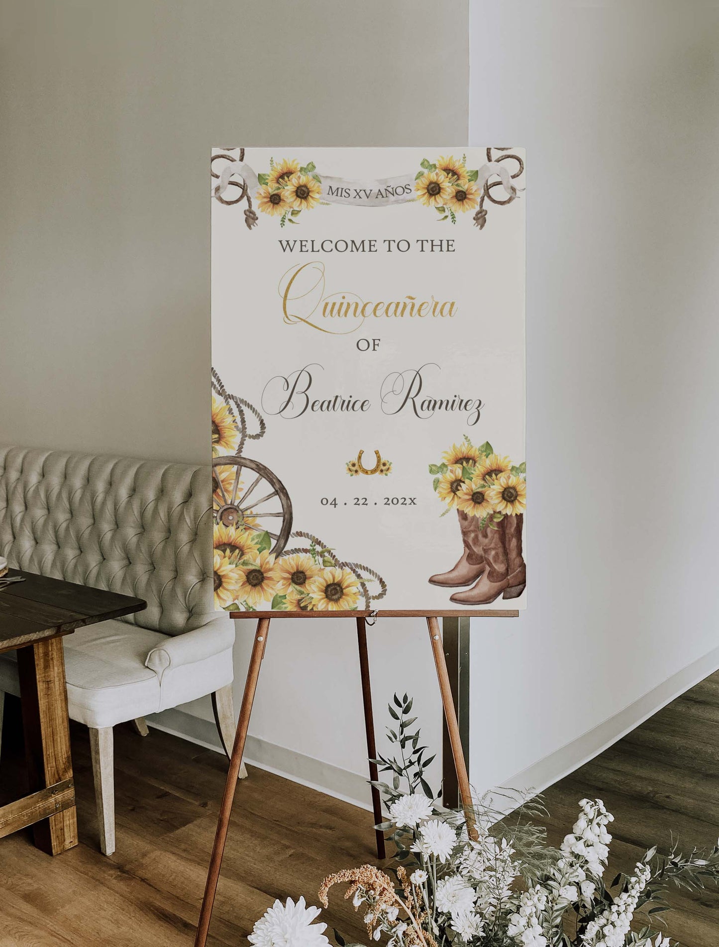 Sunflower Charro Welcome Sign Style: Beatrice