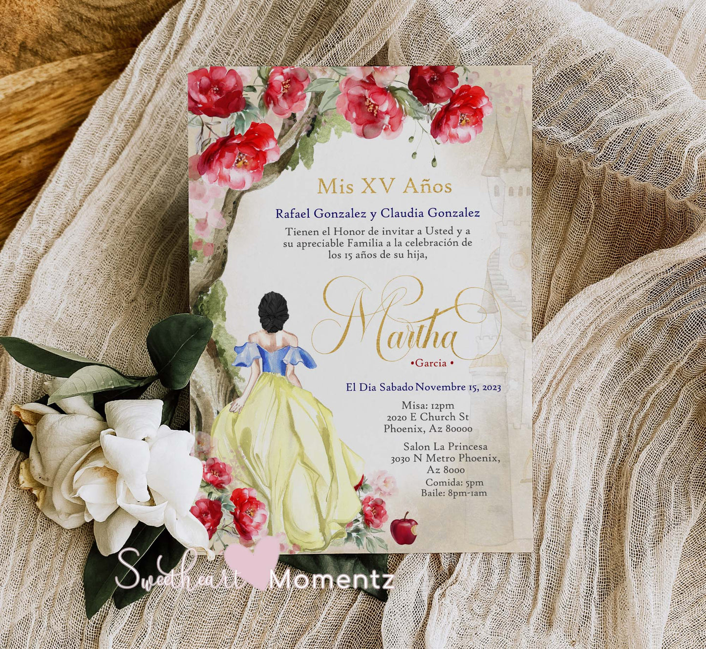 Snow White Quinceanera Invitation