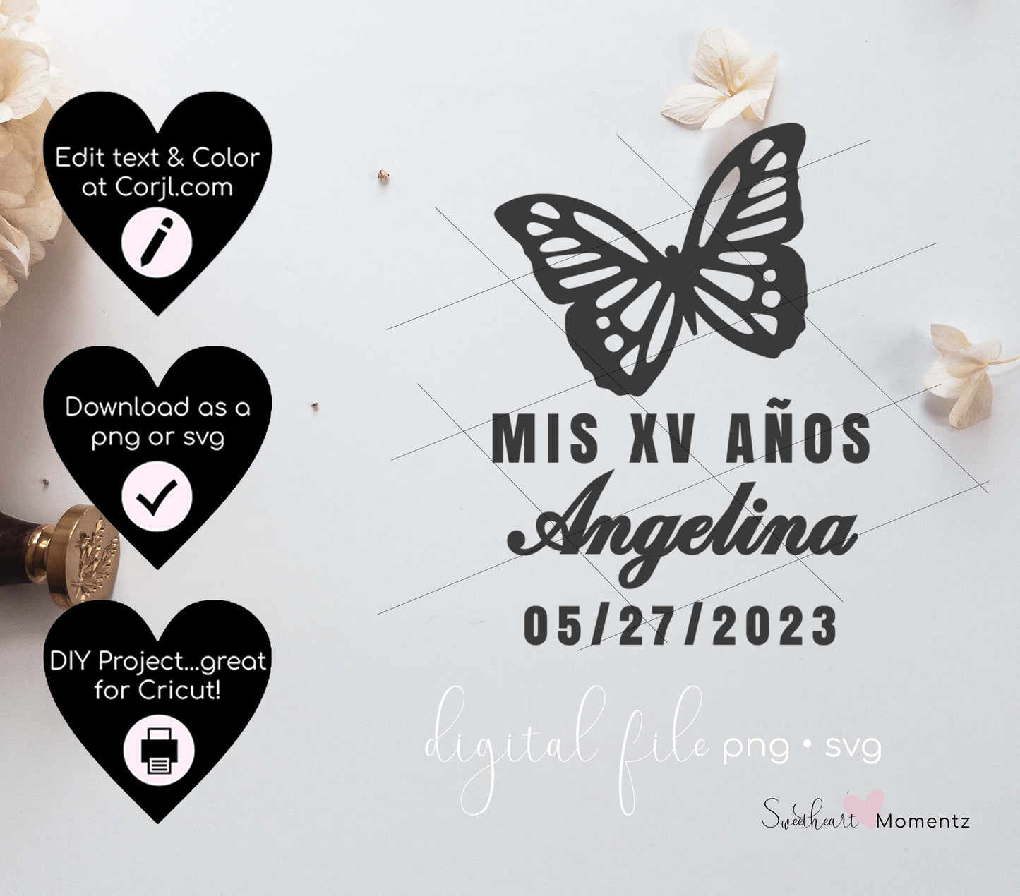 Butterfly Mis Quince Png Svg