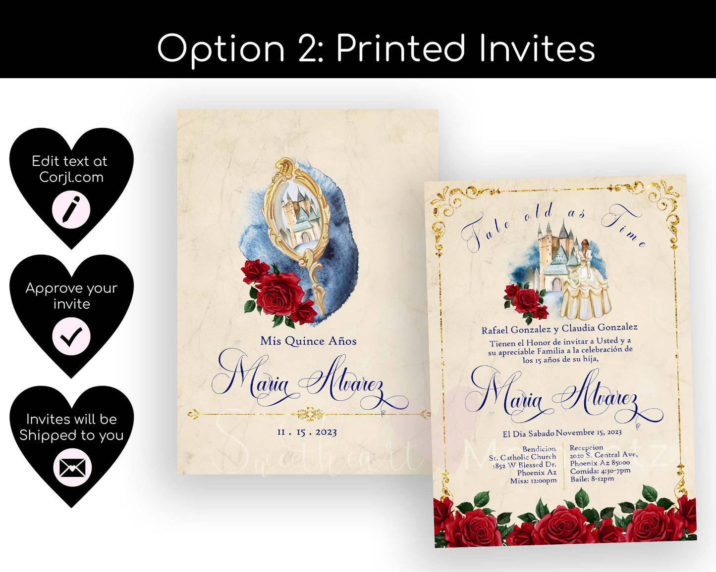 Beauty and the Beast Quinceanera Invitation