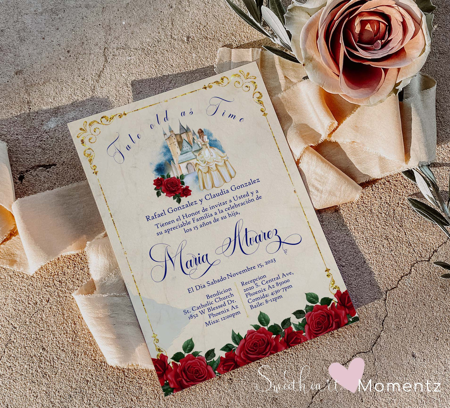 Beauty and the Beast Quinceanera Invitation