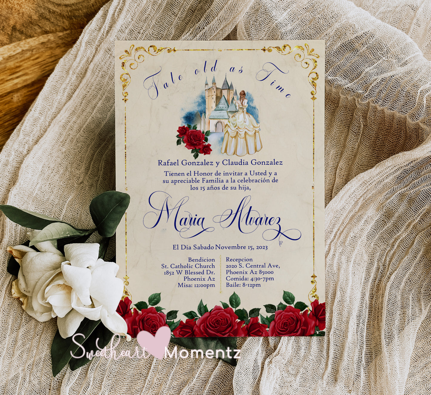 Beauty and the Beast Quinceanera Invitation