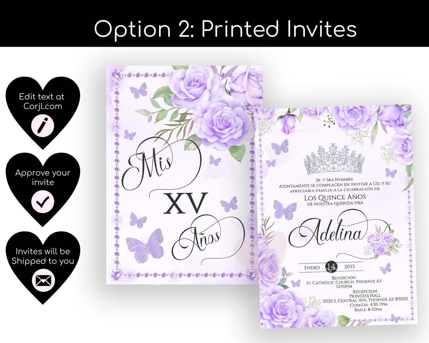 Purple Butterfly Quinceanera Invitation Style: Adelina