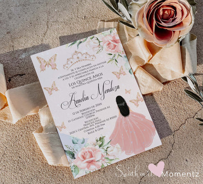 Blush Butterfly Quinceanera Invitation Style: Amelia v.1