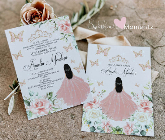 Blush Butterfly Quinceanera Invitation Style: Amelia v.1