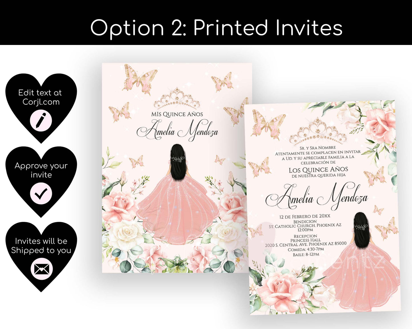 Blush Butterfly Quinceanera Invitation Style: Amelia v.1