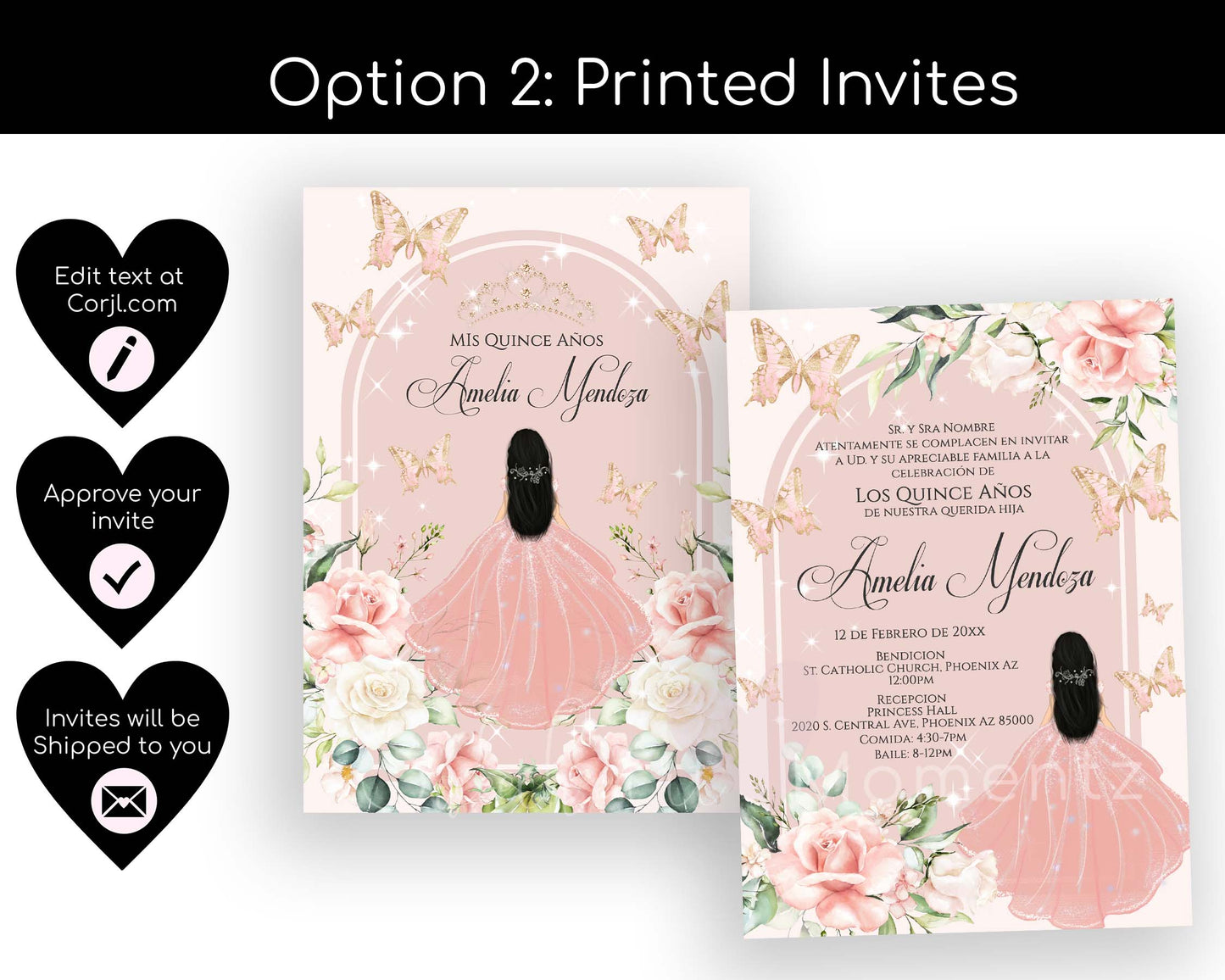 Blush Butterfly Quinceanera Invitation Style: Amelia v.2