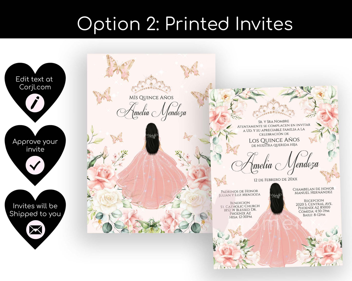 Blush Butterfly Quinceanera Invitation Style: Amelia v.3