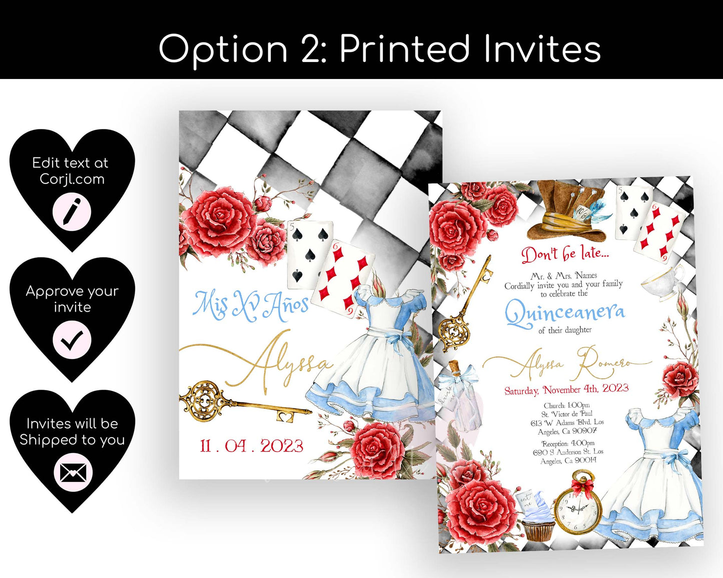 Alice in Wonderland Quinceanera Invitation