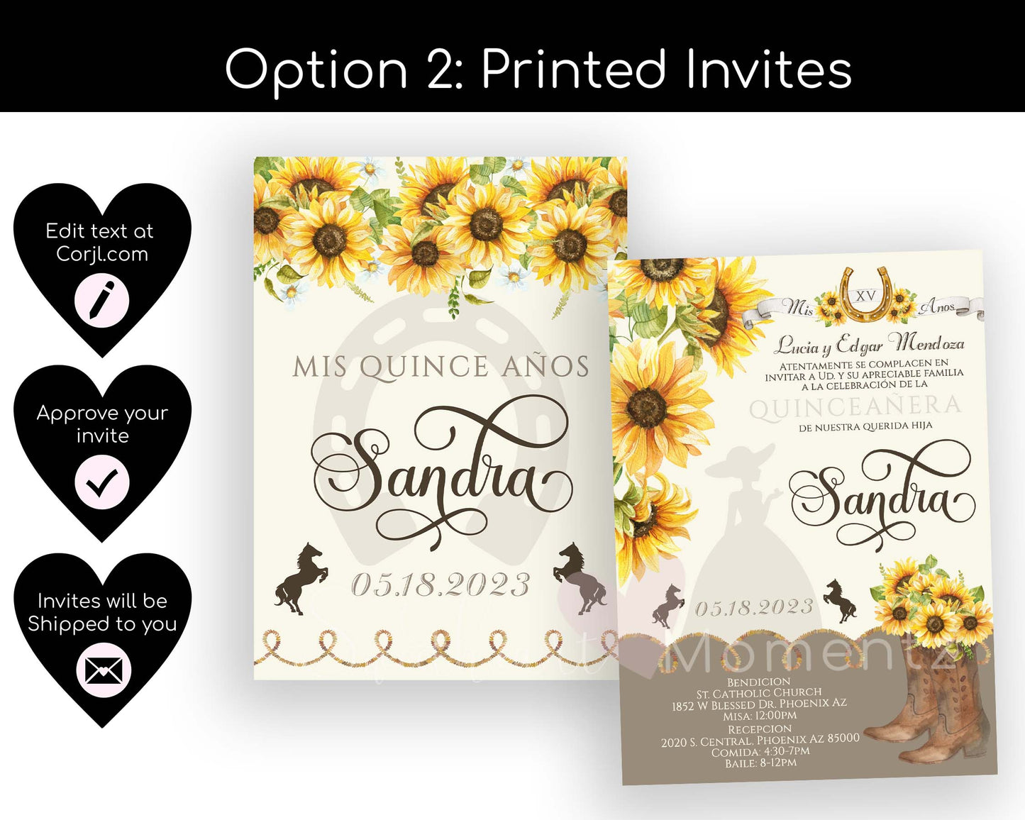 Sunflower Charro Quinceanera Invitation Style: Sandra v.2