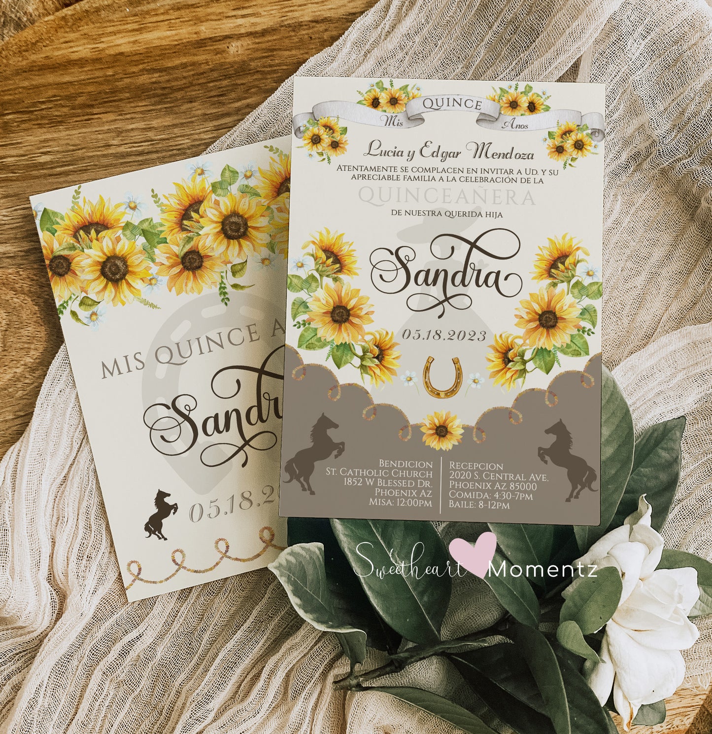 Sunflower Charro Quinceanera Invitation Style: Sandra