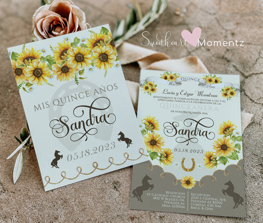 Sunflower Charro Quinceanera Invitation Style: Sandra