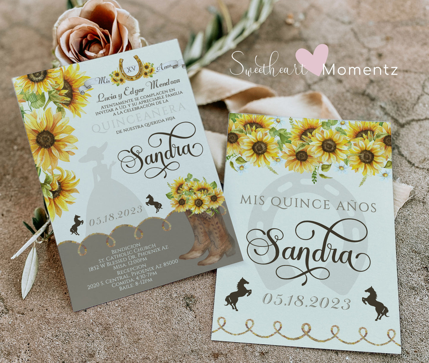 Sunflower Charro Quinceanera Invitation Style: Sandra v.2